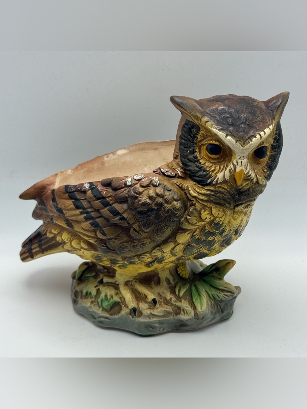 Vintage Rubens Originals Owl Planter Japan Ceramic Owl Vase Cachepot Woodland